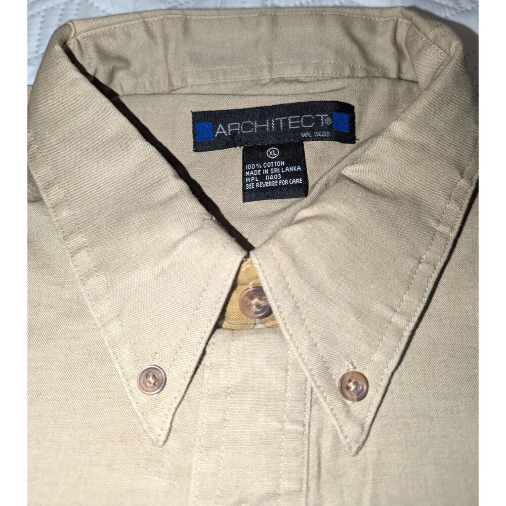 Architect Short Sleeve Shirt Mens XL Cotton Khaki Brown NWT Vintage